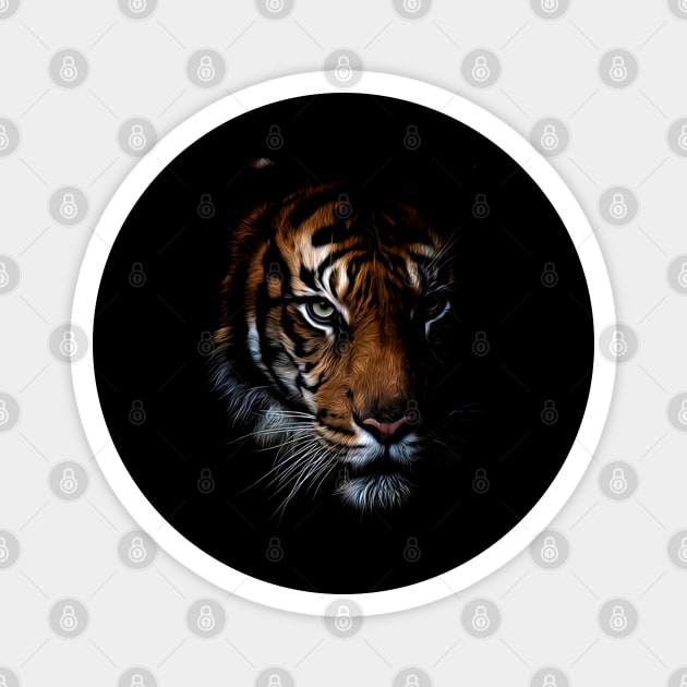 Jungle Royalty: Majestic Tiger Commands Respect on Classic Tee Design Magnet by HOuseColorFULL